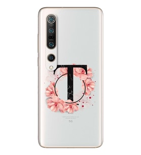 Pembe Çiçekli Harf Tasarım Süper Şeffaf Silikon Telefon Kılıfı Xiomai Mi10- Mi 1