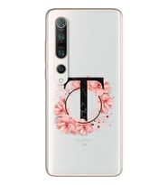 Pembe Çiçekli Harf Tasarım Süper Şeffaf Silikon Telefon Kılıfı Xiomai Mi10- Mi 1