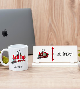 Acil Tıp Teknisyeni Beyaz Kupa Bardak Ve Masa İsimliği Hediye Seti
