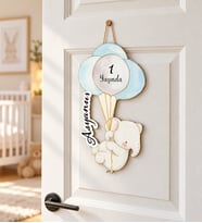 Gifties Balon Tutan Minik Fil Temalı Kişiye Özel Kapı Süsü