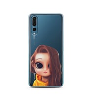 Kahve Saçlı Kız Tasarımlı Süper Şeffaf Silikon Telefon Kılıfı Huawei P20 Pro  