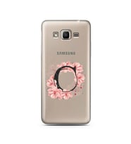 Pembe Çiçekli Harf Tasarım Süper Şeffaf Silikon Telefon Kılıfı Samsung J2 Prime 