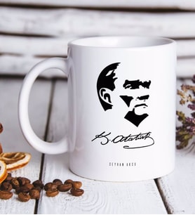 BK Gift Kişiye Özel Atatürk Temalı Beyaz Kupa Bardak-24