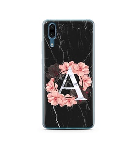 Mermer Çiçekli Harf Tasarım Süper Şeffaf Silikon Telefon Kılıfı Huawei P20  A-Ha