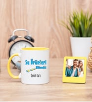 Su Ürünleri Mühendisi Sarı Kupa Bardak ve Sarı Mini Fotoğraf Çerçevesi