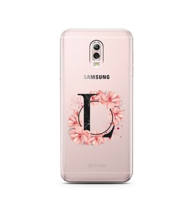 Pembe Çiçekli Harf Tasarım Süper Şeffaf Silikon Telefon Kılıfı Samsung C8  L-Har
