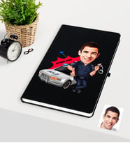 BK Gift Kişiye Özel Bay Trafik Polisi Karikatürlü Siyah Defter - 1