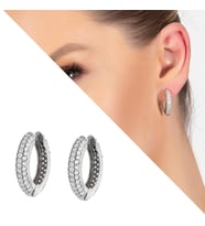 Starlight Diamond Zirkon Taşlı Maxi Halka Tasarım 925 Ayar Gümüş Küpe (Çok Renkli)
