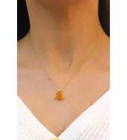 Lotus Çiçeği Sitrin Taşlı Gümüş Kolye