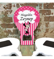 Balon Açacaklı Hediyelik Magnet - Pembe Minie Mouse Tasarım - Doğum Günü Hatırası