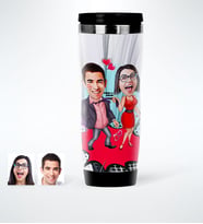 BK Gift Kişiye Özel Sevgililer Karikatürlü Çelik Termos Bardak  4