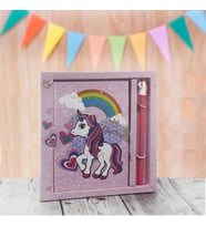 Unicorn At 13x18cm Anı Defteri ve Kalem Seti (Pembe)