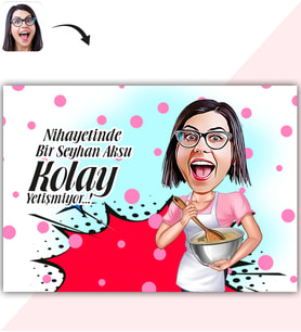 BK Gift Kişiye Özel Bayan Chef Karikatür Baskılı Yaş Pasta İçin Yenilebilir Şekerli Kağıt  2 (Sadece Kağıt)