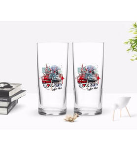 BK Gift Kişiye Özel Renkli Baskılı London Tasarımlı İkili Rakı Bardağı Seti-1 (Beyaz)