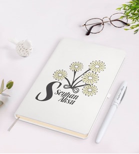 BK Gift Kişiye Özel Kadınlar Günü Tasarımlı Beyaz Defter Kalem Seti-15