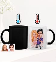BK Gift Kişiye Özel Sevgililer Karikatürlü Sihirli Cam Kupa Bardak - 3