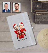 Kişiye Özel Yılbaşı Arkadaş Karikatürlü Gri Defter Model-1