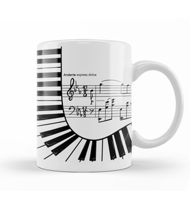 Piyano  Müzik Notaları Kupa Bardak Porselen