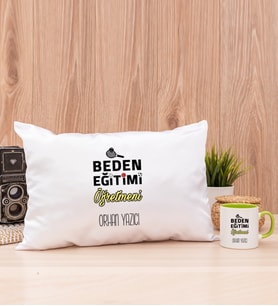 Beden Eğitimi Öğretmeni Dikdörtgen Yastık ve Yeşil Kupa Bardak