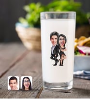 BK Gift Kişiye Özel Sevgililer Karikatürlü Rakı Bardağı-6 (Beyaz)