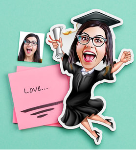 BK Gift Kişiye Özel Bayan Mezun Karikatürlü Ahşap Magnet (Çok Renkli)
