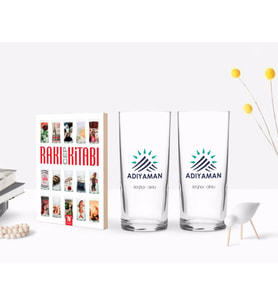 BK Gift Kişiye Özel Renkli Baskılı Adıyaman Tasarımlı Turistik İkili Rakı Bardağı ve Rakı Cep Kitabı Hediye Seti-2 (Model 1)