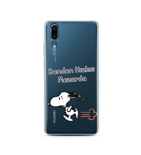 Snoopy Tasarımlı Süper Şeffaf Silikon Telefon Kılıfı Huawei P20 