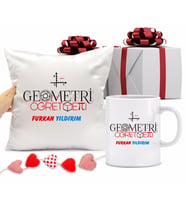 Geometri Öğretmeni Bardağı ve Yastığı Hediye Seti (Model 1)