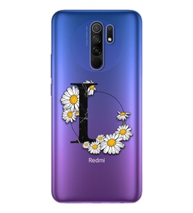 Papatya Harf Tasarım Süper Şeffaf Silikon Telefon Kılıfı Xiomai Redmi 9 L-Harfi