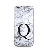 Iphone 6s Beyaz Mermer Harf Tasarımlı Telefon Kılıfı Q-Harfi 
