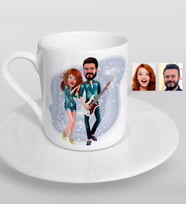 BK Gift Kişiye Özel Sevgililer Animasyon Karikatürlü Türk Kahvesi Fincanı-31 (Beyaz)