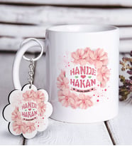BK Gift Kişiye Özel Sevgililer Günü Beyaz Kupa ve Anahtarlık Hediye Seti-8 (Model 1)