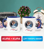İkili Sevgiliye Sevgililer Günü Hediyesi 11 Kupa Bardak Lacivert