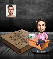Kişiye Özel İş Adamı Karikatürlü Ahşap Biblo Kutulu Bay-13