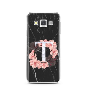 Mermer Çiçekli Harf Tasarım Süper Şeffaf Silikon Telefon Kılıfı Samsung A3 (2015