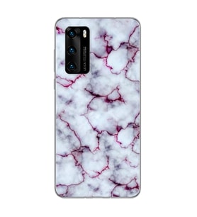 Mor Mermer Tasarımlı Süper Şeffaf Silikon Telefon Kılıfı Huawei P40