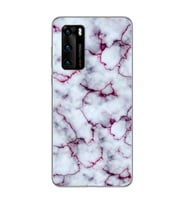 Mor Mermer Tasarımlı Süper Şeffaf Silikon Telefon Kılıfı Huawei P40