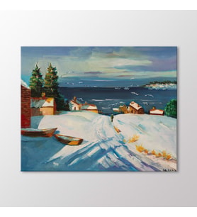 Arty Tablo Sahil Kasabası Tablo (Karışık)