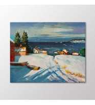 Arty Tablo Sahil Kasabası Tablo (Karışık)