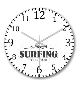 California Surfing Feel Free Duvar Saati Bombeli Gercek Cam