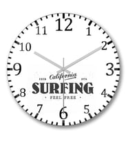 California Surfing Feel Free Duvar Saati Bombeli Gercek Cam