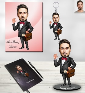 Kişiye Özel Avukat Karikatürlü 5 li Hediye Seti Bay-1