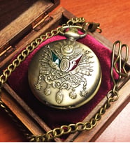 Kişiye Özel Osmanlı Arma Kapaklı Vintage Köstekli Cep Saati Ahşap Kutulu Köstekli Saat
