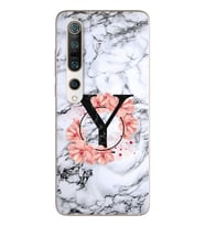 Mermer Çiçekli Harf Tasarım Süper Şeffaf Silikon Telefon Kılıfı Xiomai Mi10- Mi 