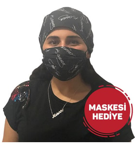 Siyah İmzalı Atatürk  Konseptli  Bandana(Bone)