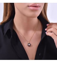 925 Ayar Gümüş Helezon Çiçekli Safir Taşlı Kolye