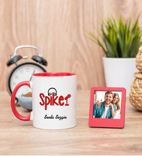 Spiker Kırmızı Kupa Bardak ve Kırmızı Mini Fotoğraf Çerçevesi