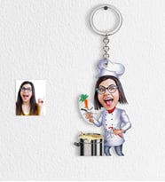 BK Gift Kişiye Özel Bayan Chef Karikatür Anahtarlık  1