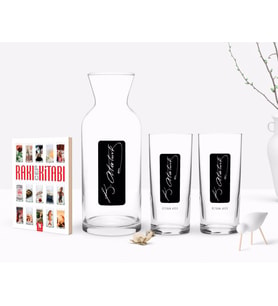 BK Gift Kişiye Özel Renkli Baskılı Atatürk Temalı İkili Rakı Bardağı Karaf ve Cep Kitabı Hediye Seti-30 (Model 1)