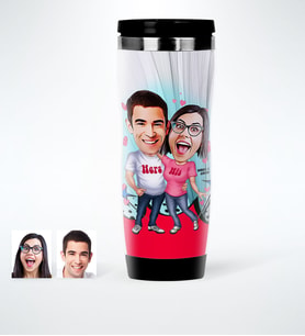 BK Gift Kişiye Özel Sevgililer Karikatürlü Çelik Termos Bardak  5